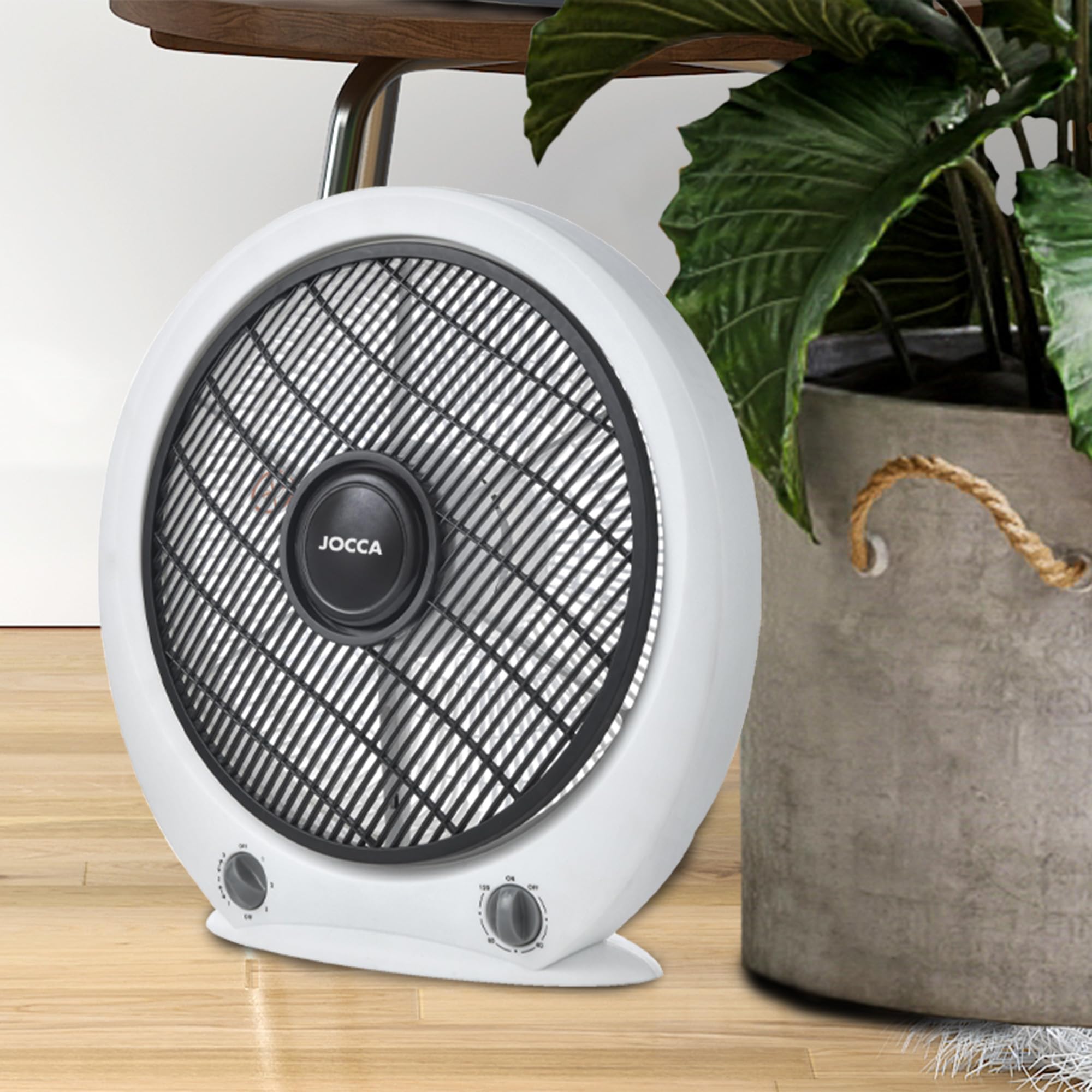 Jocca Ventilatore Portatile 30cm Da Tavolo/Pavimento - 5 Pale, 3 Velocità, Timer E Spegnimento Automatico - Bianco - 3