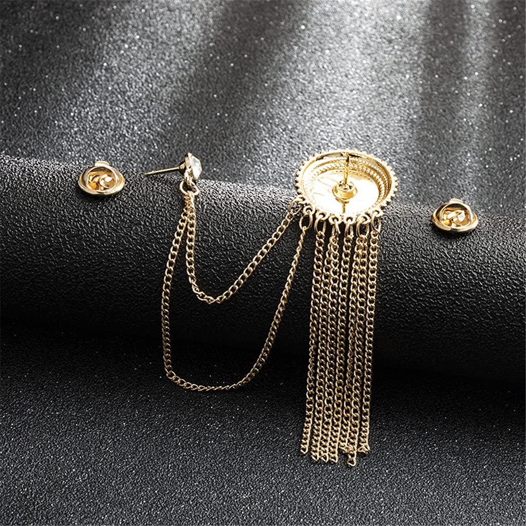 RWRAPS Metall-Strass-Kristall-Brosche für Herren, Anzug, Hemdkragen, Anstecknadel, Schwarze Quaste, Corsage, Broschen, Zubehör (Farbe: B) (BB)