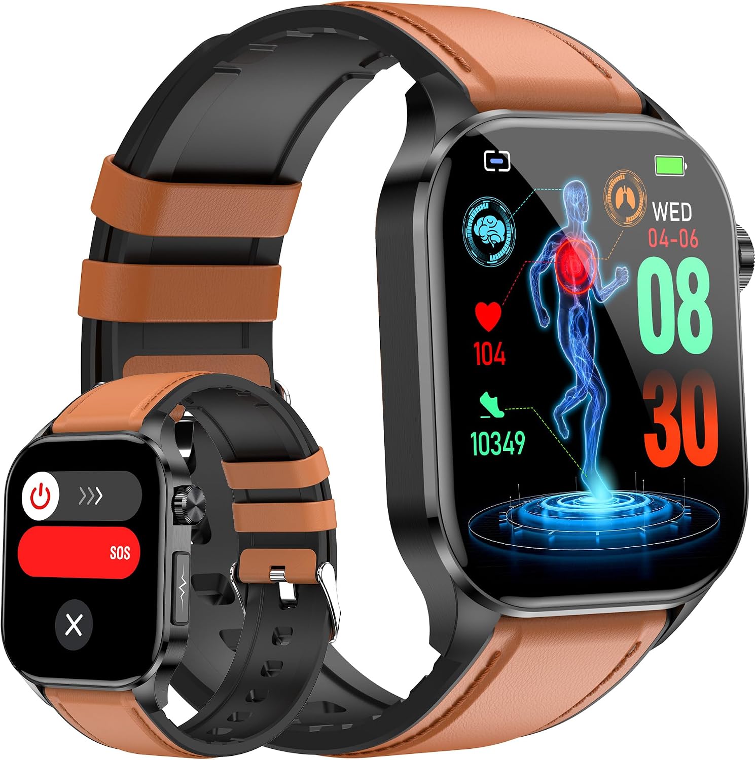Smart Watch for Men Women, 2.04" HD Display Fitness Tracker with Heart Rate & Blood Pressure Monitor, Blood Oxygen & Sleep Tracker, 150+ Sport Modes, IP68 Waterproof Activity Tracker (Brown)