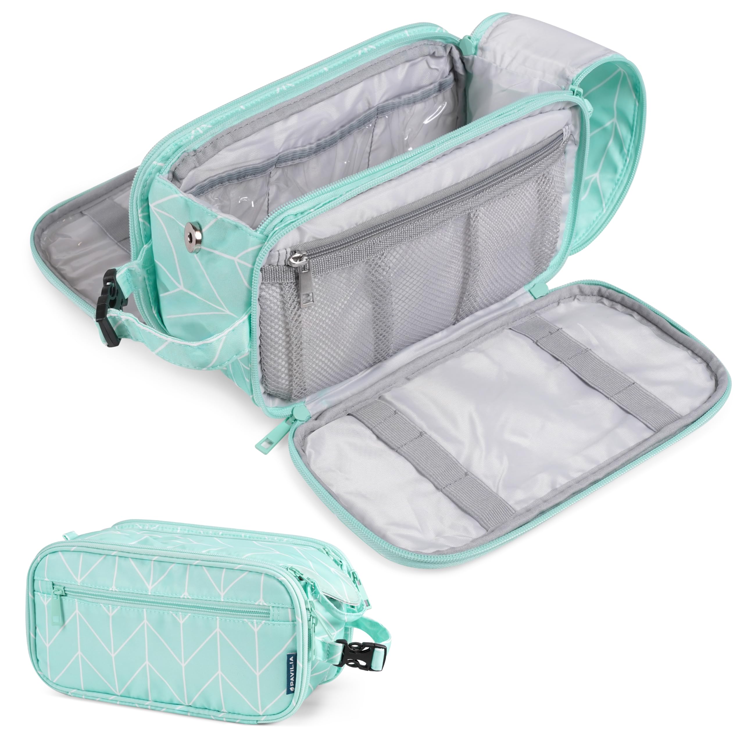 PAVILIA Toiletry Bag for Men Women, Mens Travel Bag Toiletries Organizer Case for Grooming, Travel Essentials Shaving Dopp Kit, PU Leather Water