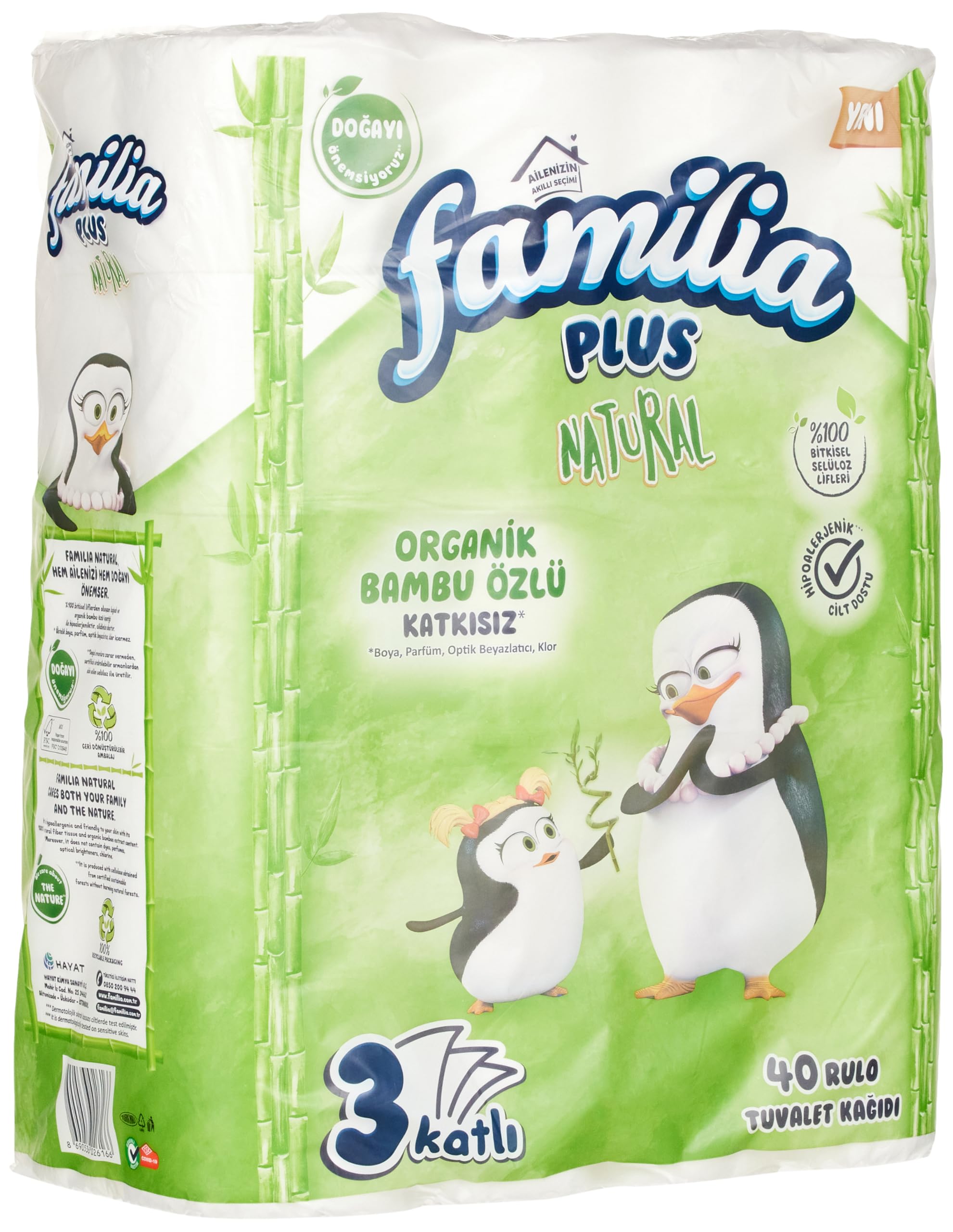 Familia Plus Natural 40'lı Paket Tuvalet Kağıdı (3 paketi)