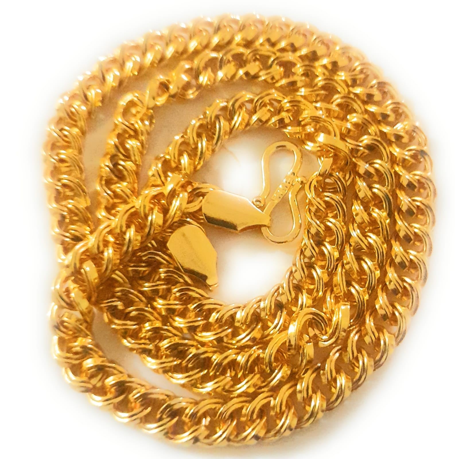 [29] Copper 1 gram gold jewellery necklace neck chain artificial fashion stylish imitation long chain for men and women like gold fashion chains-image-40