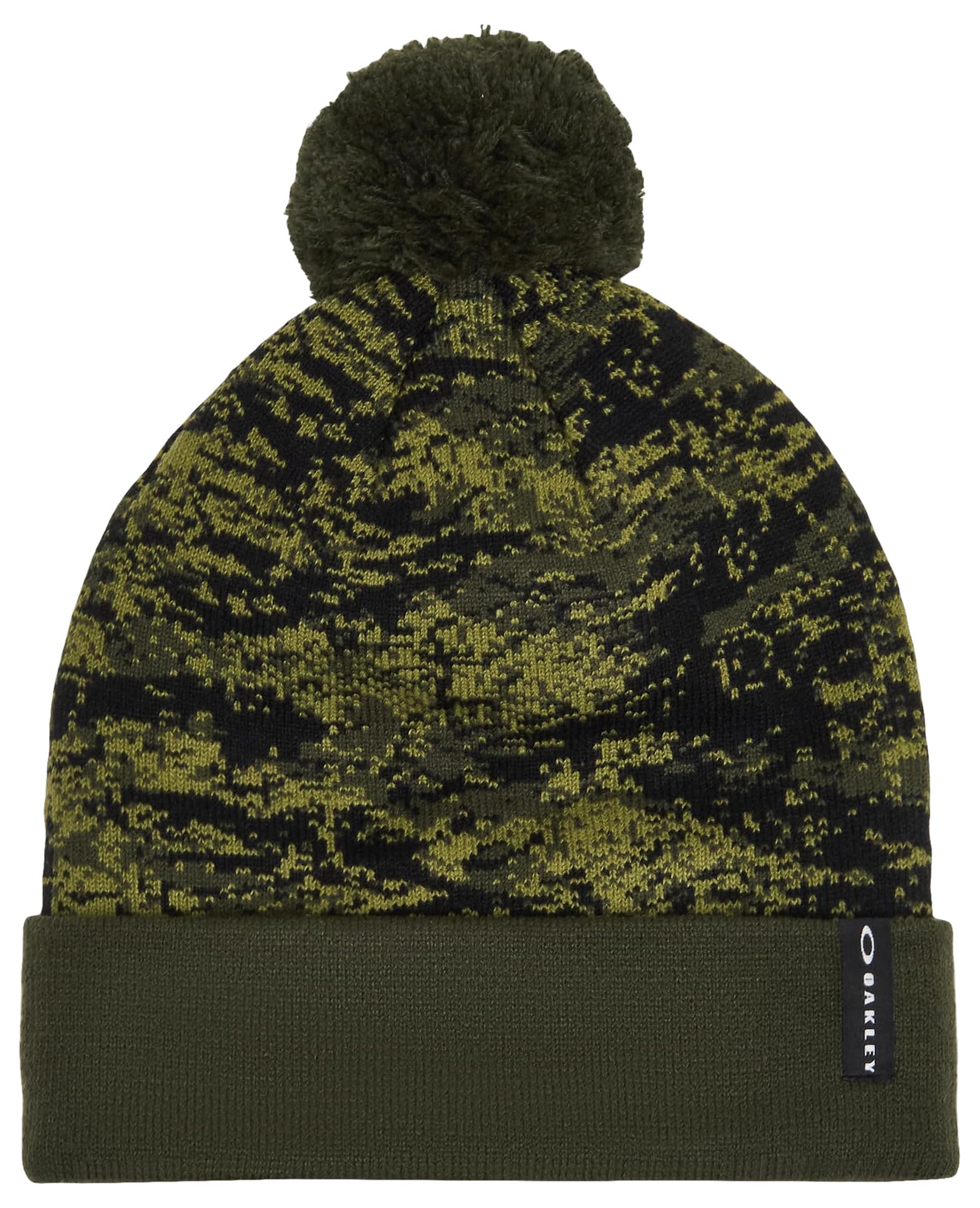 Oakley Men's Tiger Camo Green Printed Pom Beanie, One Size