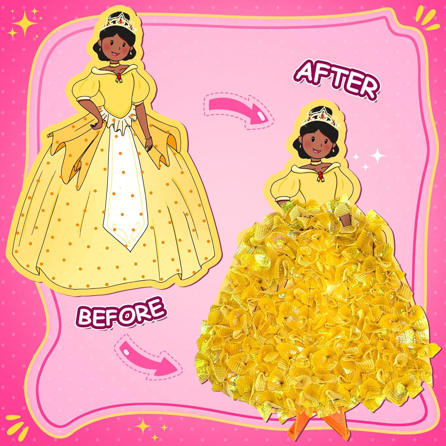 ZUNIRA Poke-in Kits Dream Princess, Mess-Free Creative Activity for Girls & Boys, Great for Pretend Play, DIY Art Craft Set, Christmas Gifts for Kids Ages 3, 4, 5, 6, 7, 8, 9