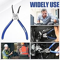 Vista 3 de Juego de 4 alicates de anillo a presión de 7 pulgadas, kit de alicates de clip circular, mandíbula rectadoblada, alicates de clip en C resistentes