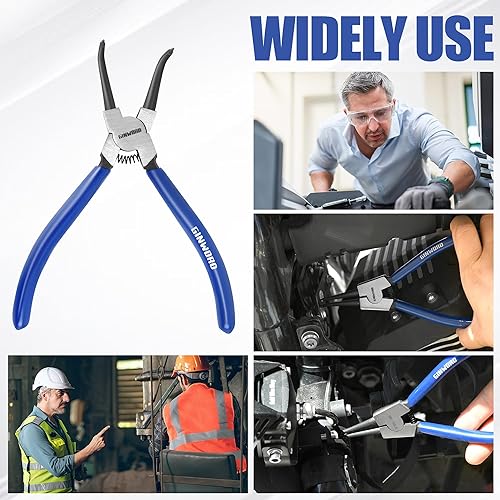 Miniatura 3 de GINWORD Alicates de anillo de presión de mandíbula externa doblada de 7 pulgadas, alicates de clip de círculo, alicates de clip en C para retención