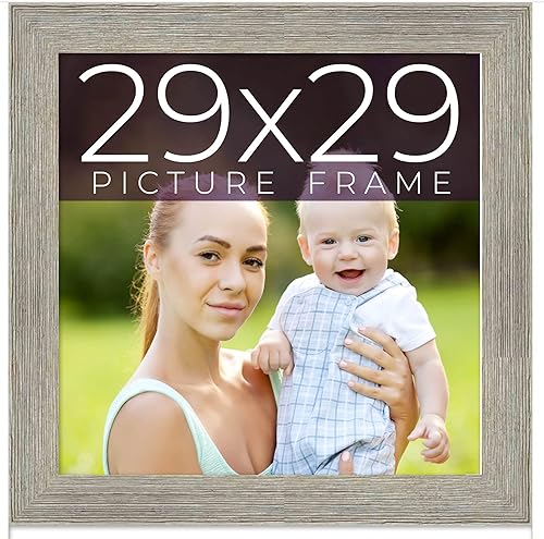 Marco de fotos de madera real gris de 29 x 29 pulgadas de ancho de 1.5 pulgadas  Profundidad del marco interior de 0.5 pulgadas  Marco de fotos