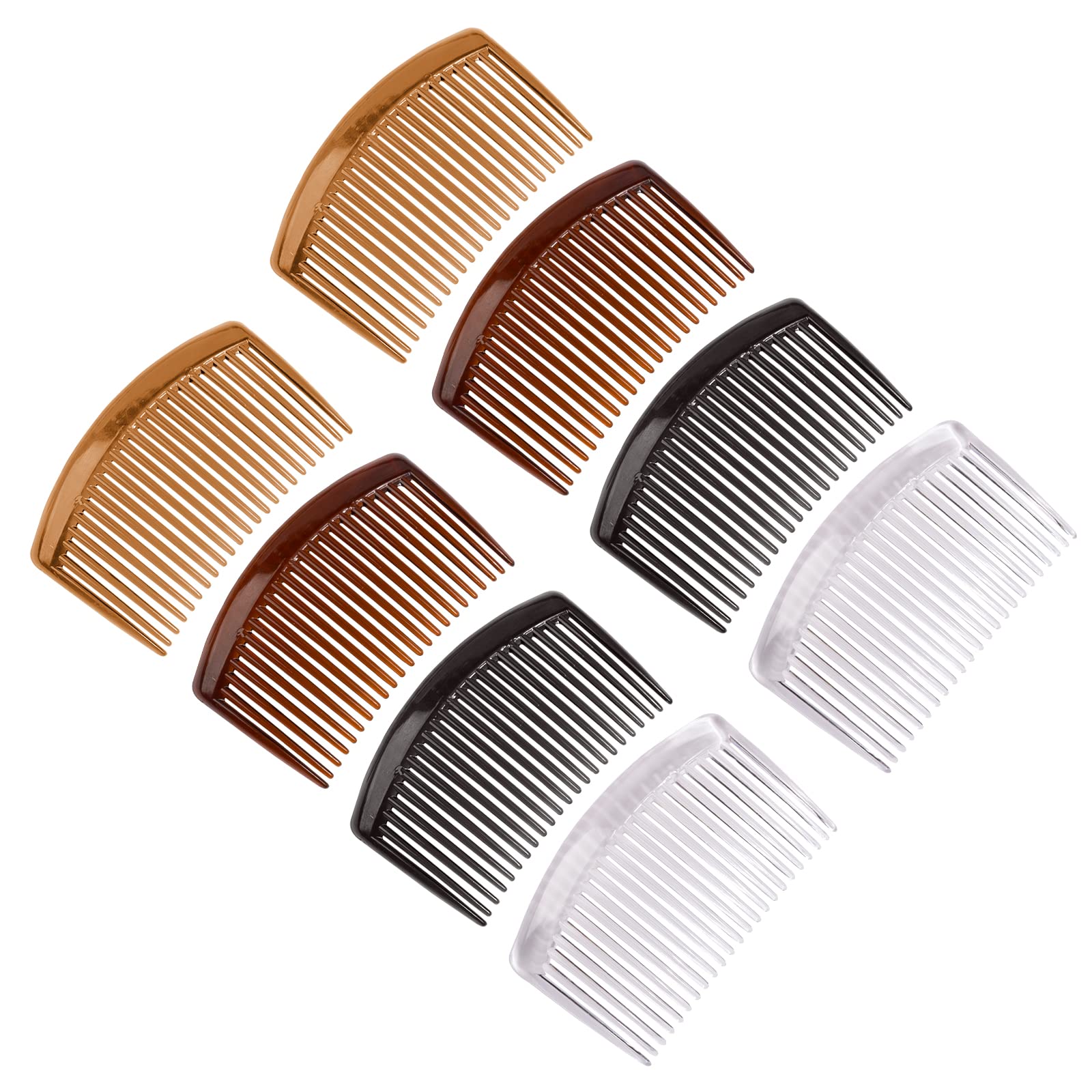 8 Pieces French Side Combs PROUSKY Women Hair Comb Strong Hold Hair Clips Accessories Plastic Twist Decorative Comb Hair Clips Bridal Wedding Veil Teeth Hair Combs for Girls