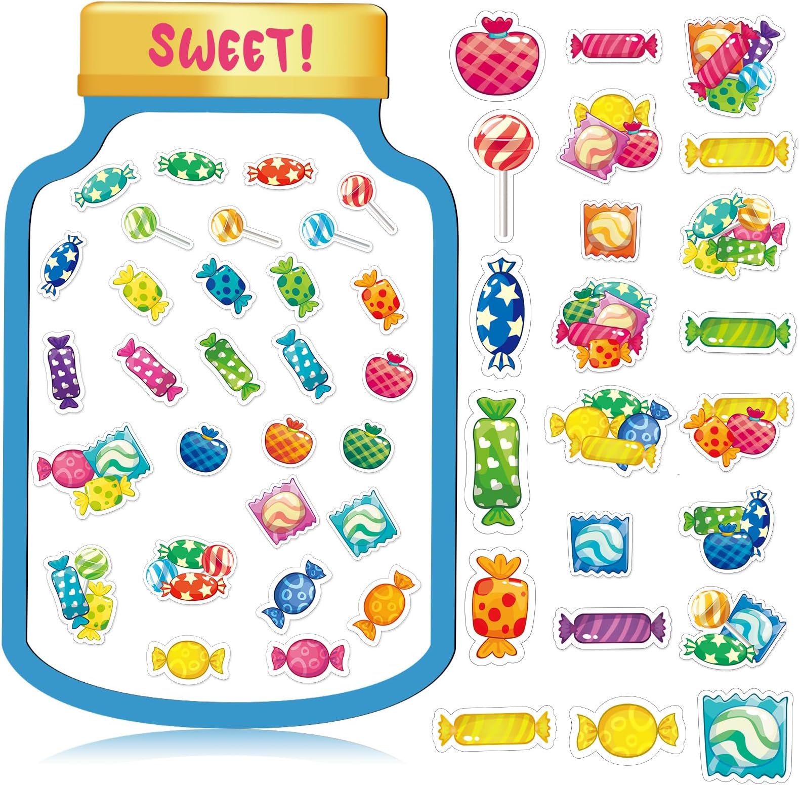 Xuhal Magnetic Reward Jar for Kids Reward Chart Positive Behavior Jar for Boy Girl Behavior Management Classroom Tools for Home Chore Kids Teacher Students School Classroom Supplies(Candy)