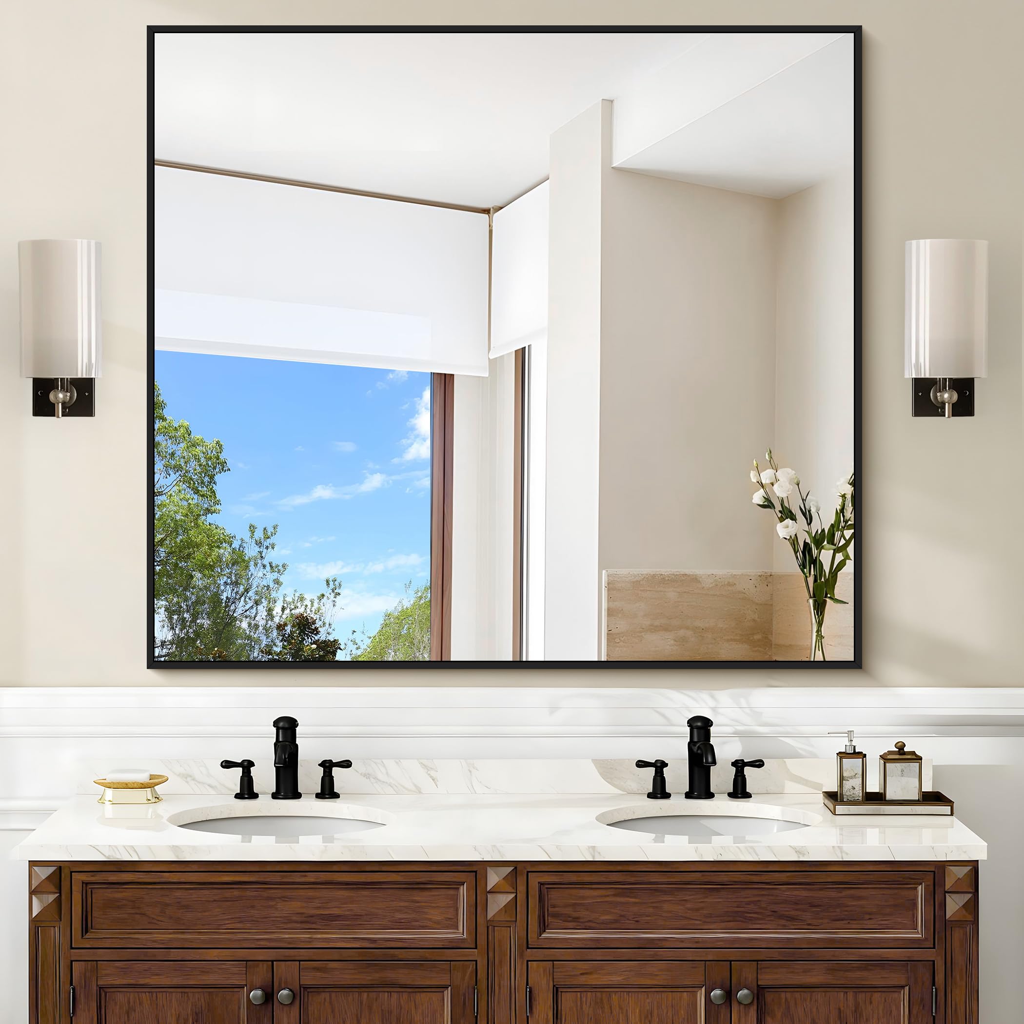 Miroir Mural Rectangulaire, Miroir Rectangulaire Moderne Sans Cadre 70x50 Cm 93919000