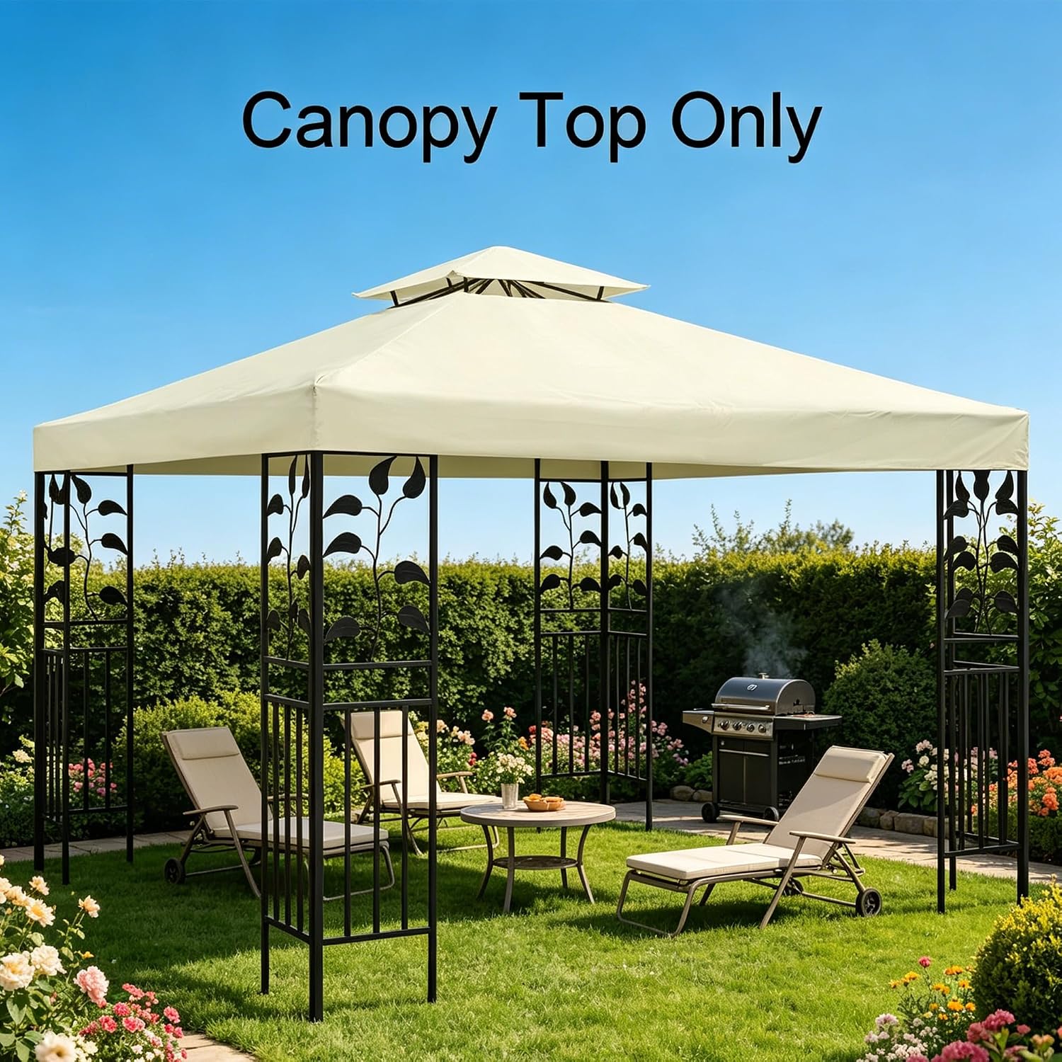 Condition photo showing New/Like New for 10x10 gazebo canopy top,replacement canopy 10x10,2-tiers weather-resistant gazebo cover replacement,perfect canopy cover for grill gazebo & outdoor shelter,easy to install gazebo cover(beige)