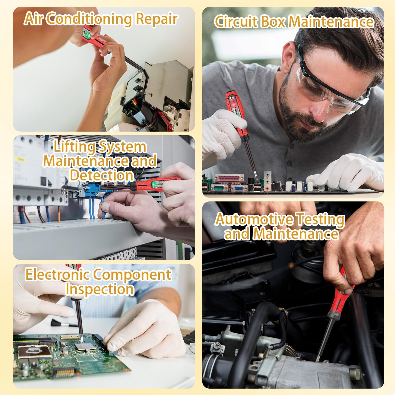 2 Pezzi Cercafase Professionale Cerca fase Senza Contatto con Display LCD, Cacciavite Cercafase 2 in 1, Punta Cacciavite Magnetico, Allarme Acustico Elettricisti, Penna Tester di Tensione e Corrente