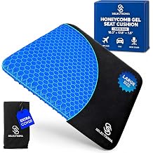 Large Gel Seat Cushion for Long Sitting, Pressure Relief for Back and Hips
