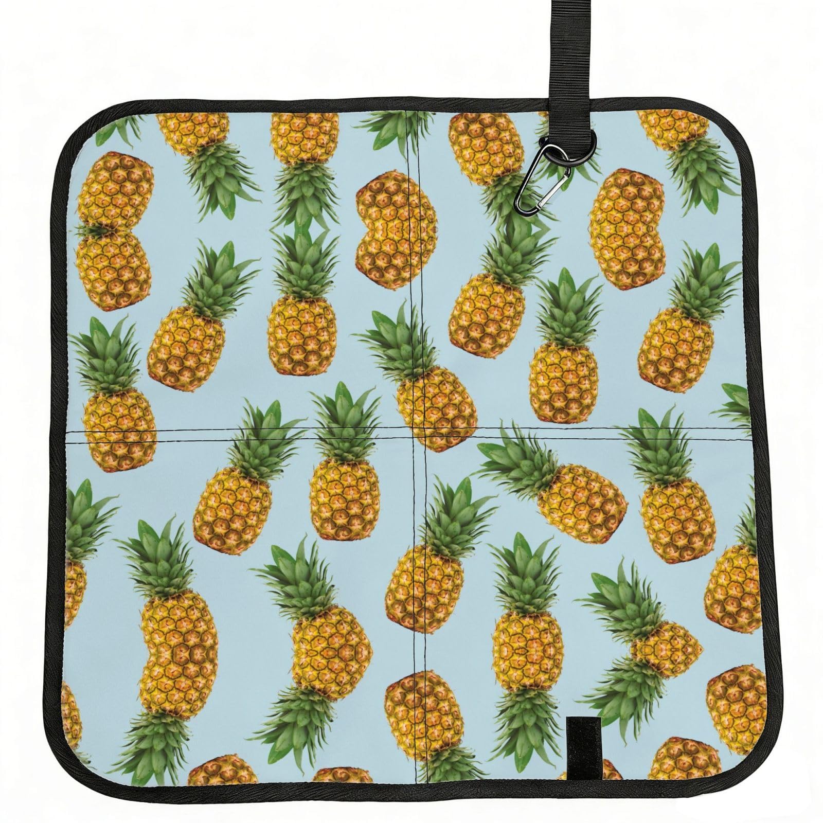 VCzsdff Pineapples (3) Print Portable Seat Cushion Folding Bleacher Pad Compact Picnic Sitting Mat Polyester 40cm