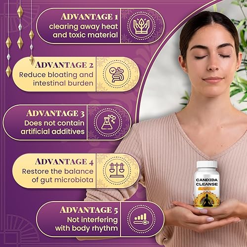 Miniatura 6 de Candida Cleanse - Soporte intestinal y colon, fórmula avanzada, hoja de orégano, ajenjo, nogal negro, ácido caprílico 2pc,1