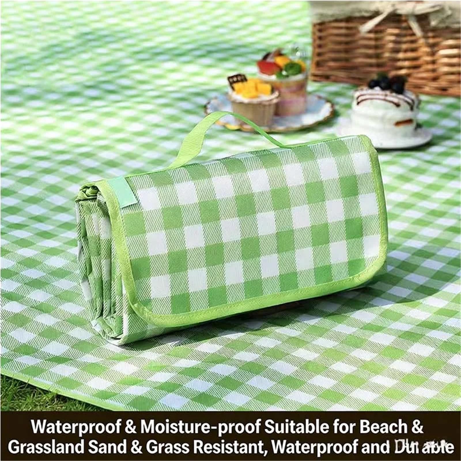 Tappetino da picnic impermeabile – Coperta da spiaggia portatile a prova di umidità per campeggio e viaggi, ideale per uso esterno, dimensioni 200-300 cm