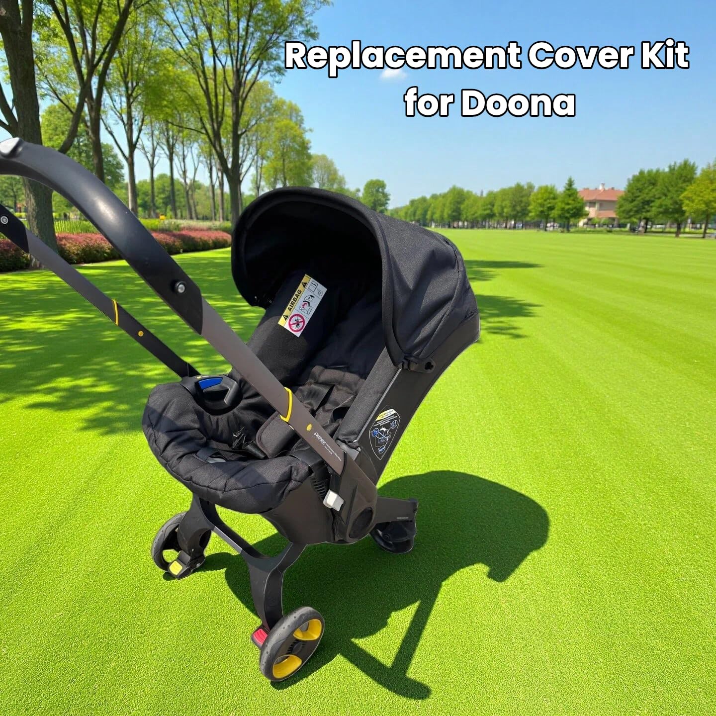 Compatible with Doona Car Seat & Stroller: 3-in-1 Black Replacement Cover Accessories Kit with Canopy & Shoulder Pads for Baby Infant