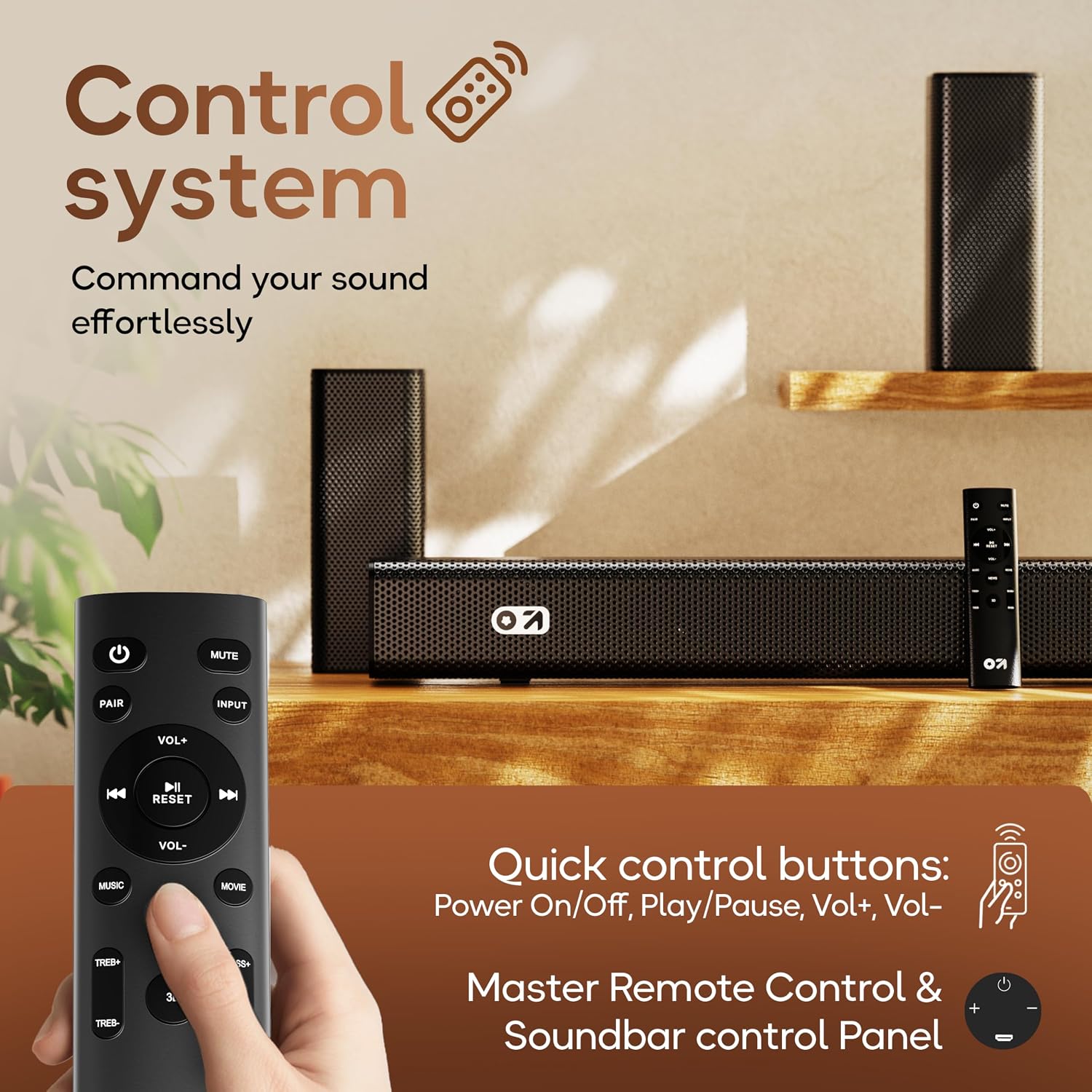 پیچھے view of the GOBOULT X400 soundbar showing multiple input ports: Subwoofer Out, AUX, Optical, and HDMI ARC.