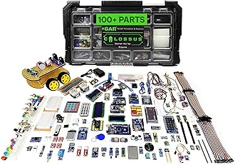 GAR Colossus Starter Kit for Arduino 5 Main Boards 30 Sensors (Uno R3, Mega 2560, Nano V3, ESP8266, ESP32) | 100+ Parts, IoT, Wireless & Smart Robot Car Projects Husky Tool Box + Tutorials