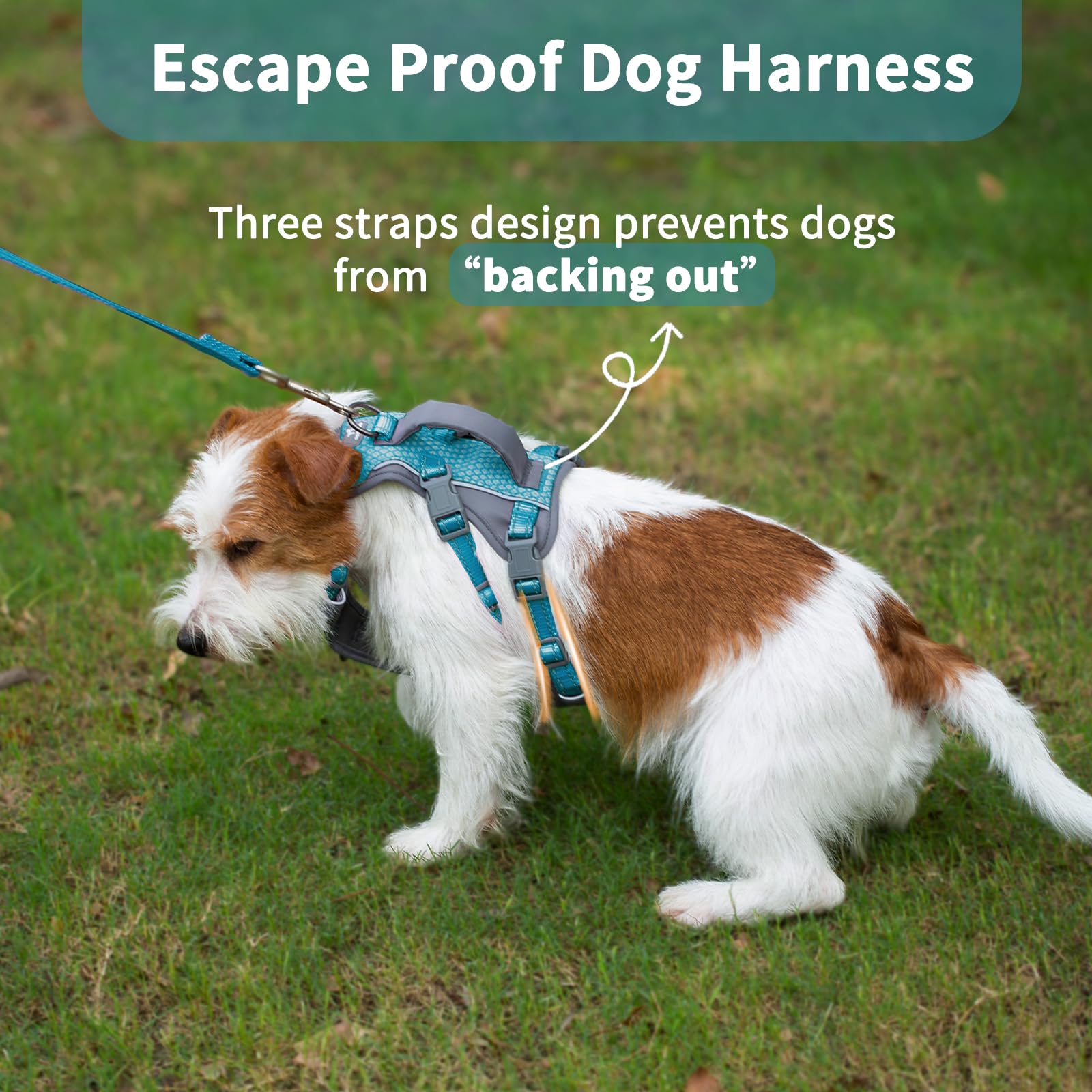 Huntboo Escape Proof Dog Harness Medium, Anti-Pull Dog Harness with Handle, Breathable, Adjustable, Reflective Dog Harnesses - Image 2