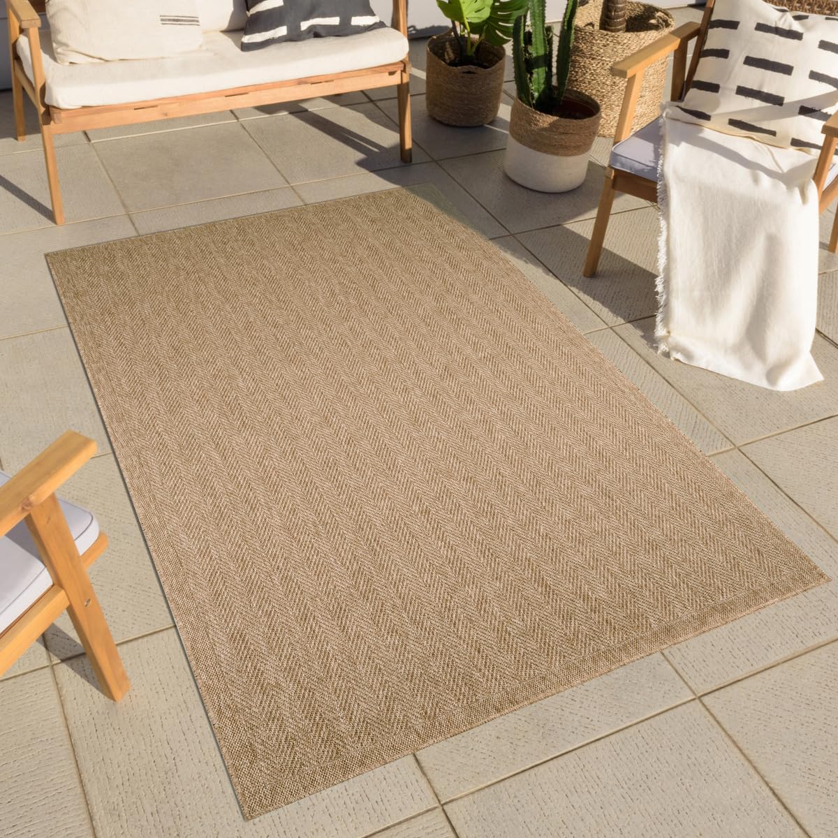 Atout Ciel Tapis Intérieur Extérieur Effet jonc de mer, 160 X 230cm, Beige