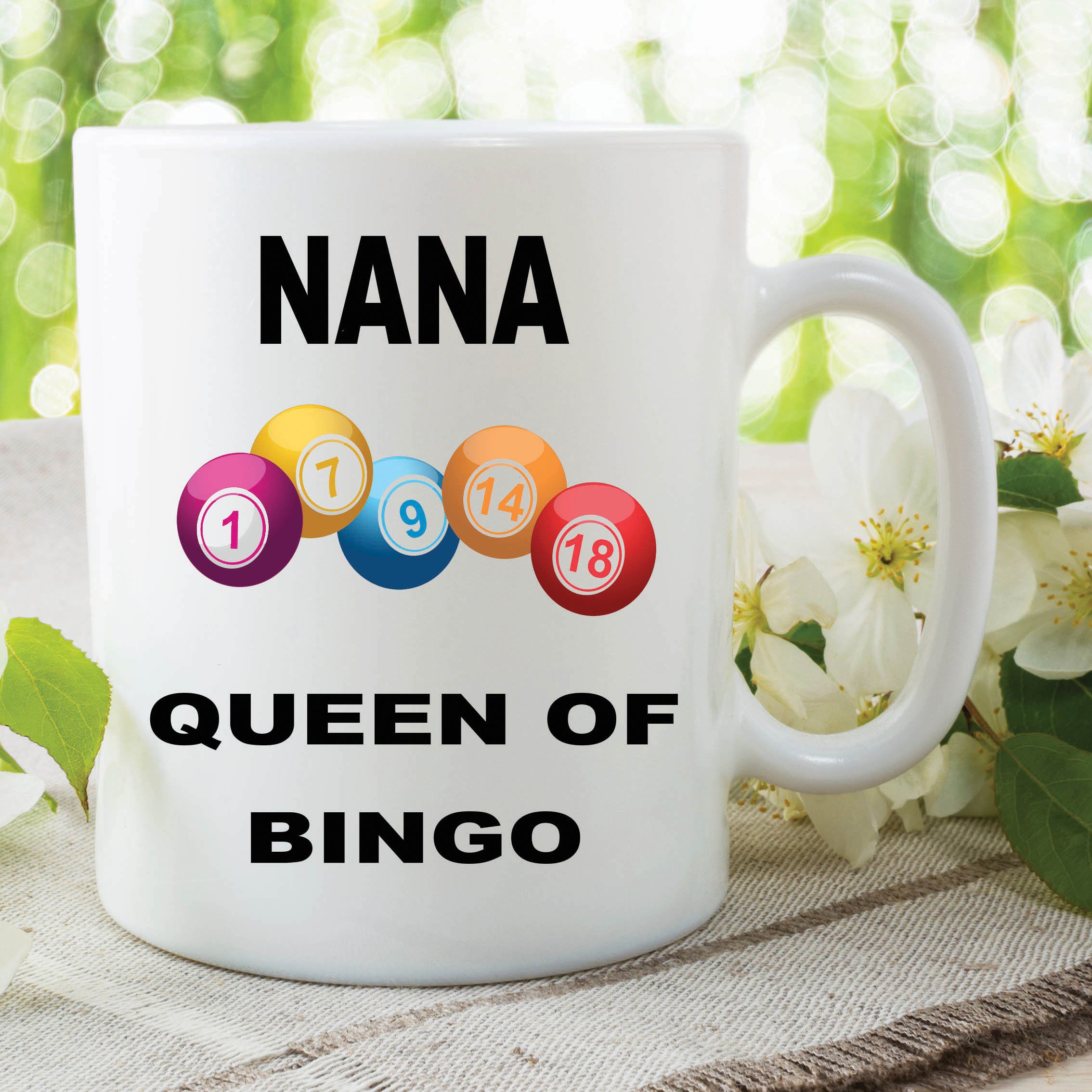 Peachy Antics White Funny Novelty Mugs Joke Adult Humour Nana Queen Bingo Mothers Day Cups Wsdmug609