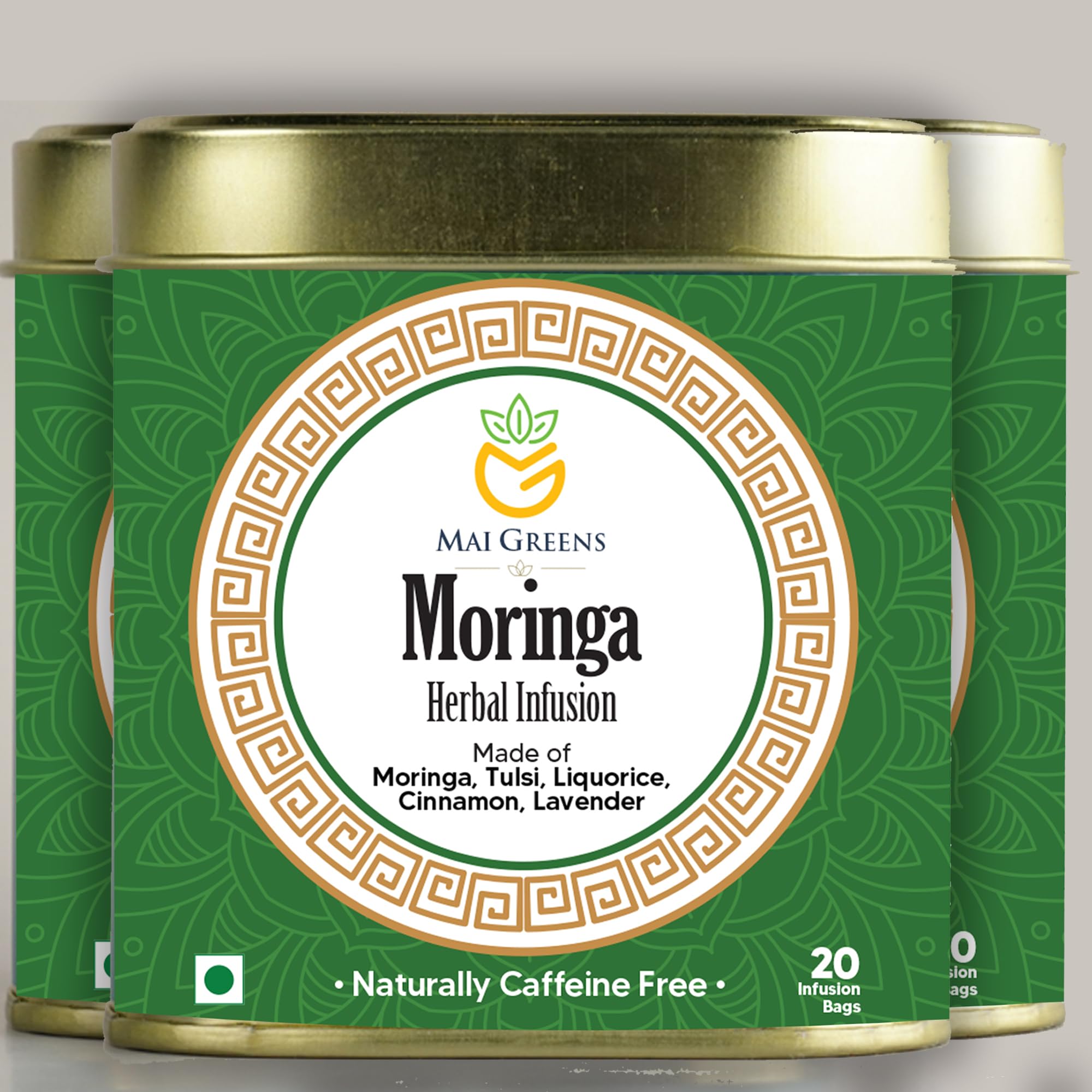 Mai Greens Moringa Herbal Infusion - 60 Pyramid Tea Bags - Caffeine-Free Detox Tea | Rich in Antioxidants & Iron | Supports Energy, Immunity & Digestion