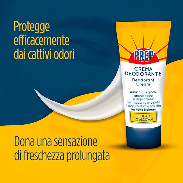 Prep, Crema Deodorante, Antitraspirante, Protezione 48h, per Pelli Sensibili, Senza Alcol, Coloranti e Conservanti - 4
