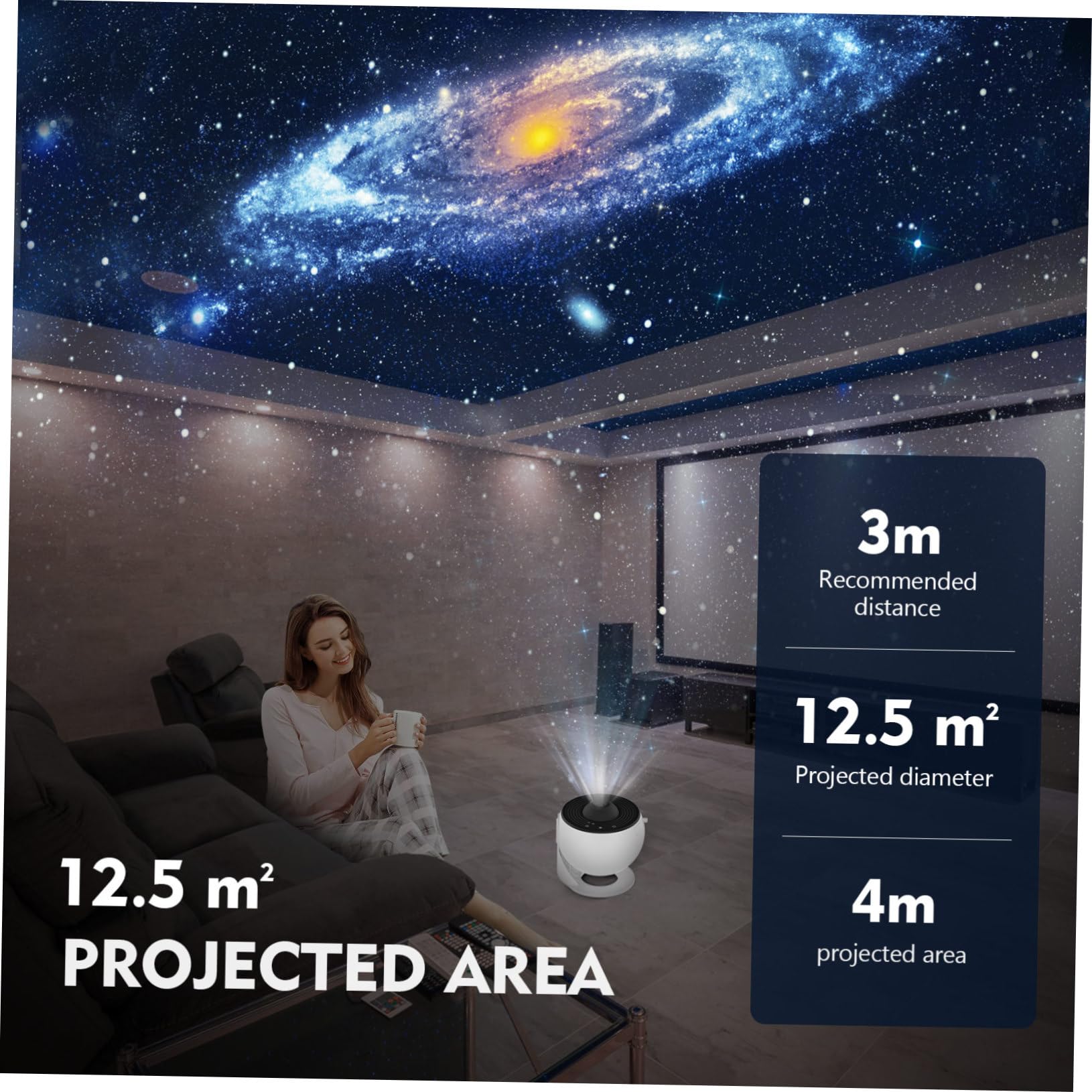 Housoutil Proyector de Estrellas de Nebulosa 1 Set Abs PC con Luz Nocturna | Rotación 360°, Silencio bajo 30 Db, 12 Discos y Cable Usb, Blanco