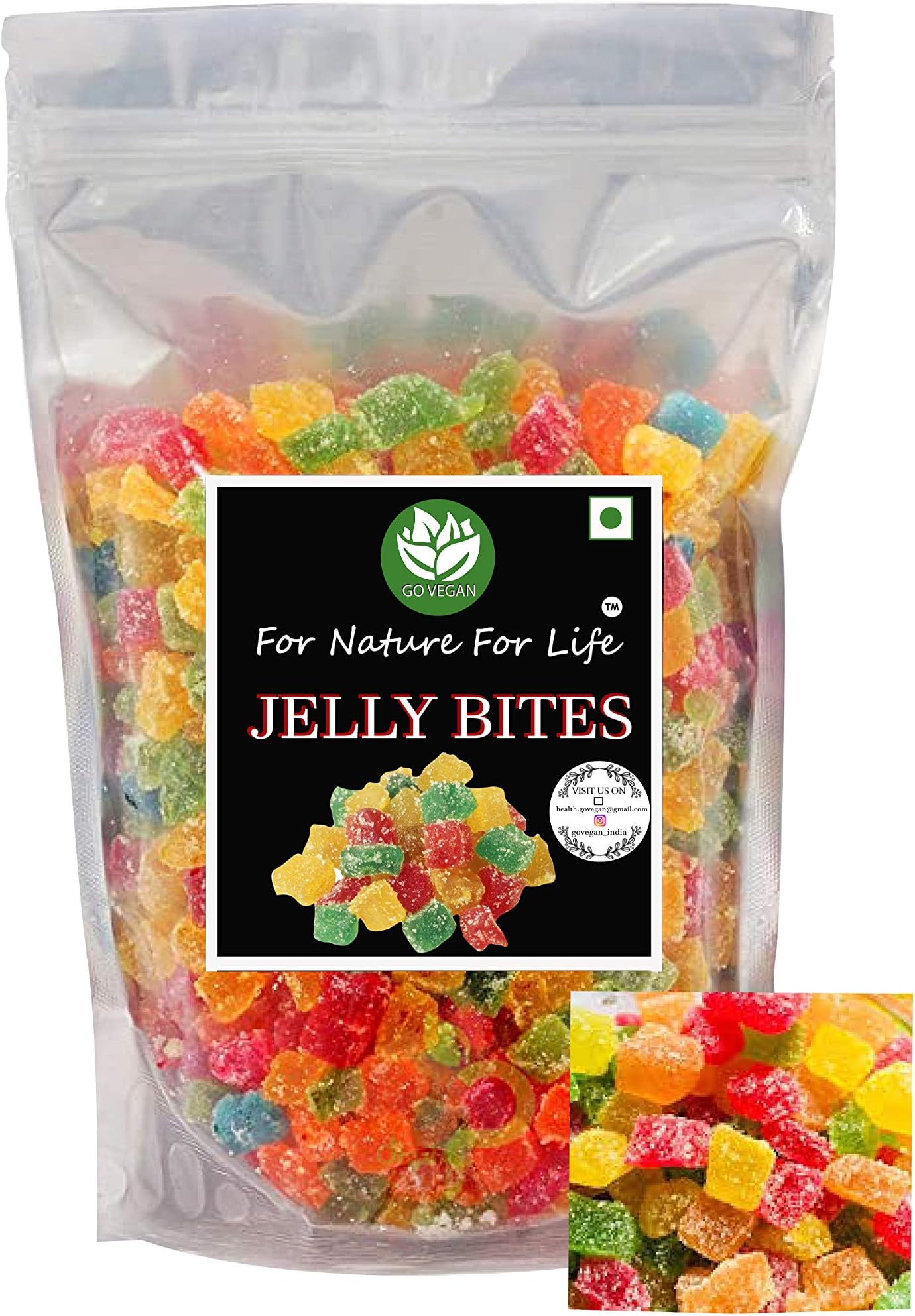 Go Vegan Jelly Bites - 900gm | Sugar Coated Jelly Candy