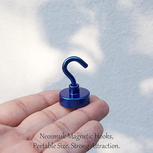 Miniatura 3 de NEOSMUK - Ganchos magnéticos de alta resistencia con imanes extrafuertes para colgar en refrigerador, crucero, cabinas o parrilla, color azul