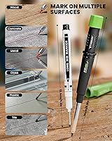 Vista 2 de Lápiz de carpintero con sacapuntas, lápices mecánicos de carpintero con 19 repuestos, lápiz de construcción, herramientas de carpintería