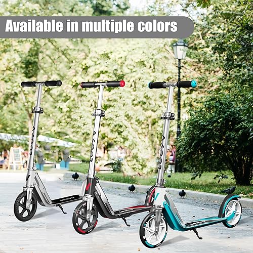 Miniatura 7 de Scooter para niños de 6 a 12 años y adultos Altura ajustable, plegable, marco de aluminio ligero Soporta hasta 220 libras Paseo suave en