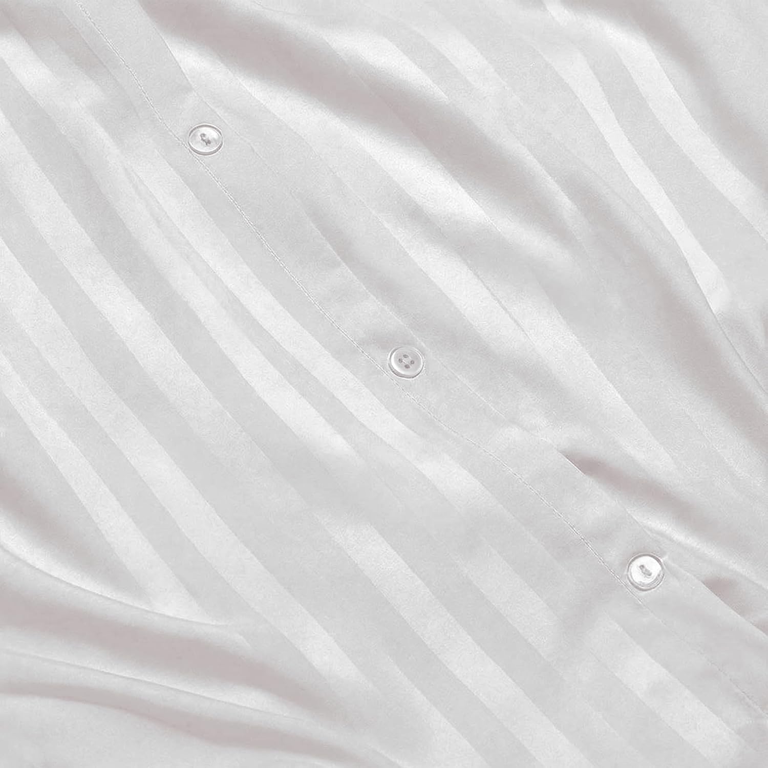 Elegant Comfort Wrinkle & Fade Resistant 1500 Thread Count - Damask Stripes Egyptian Quality Luxurious Silky Soft 3pc Duvet Cover Set, King/Cal-King, White