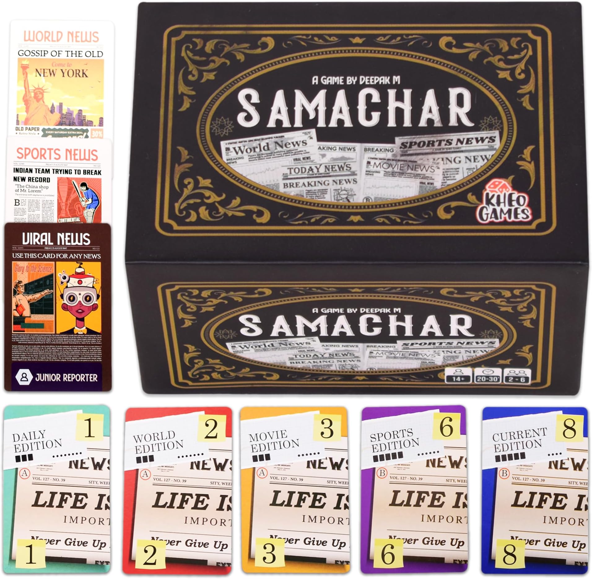 Kheo Games - Samachar - Card Game for 14+, Light Strategy, Fun Game for Adults and Teens
