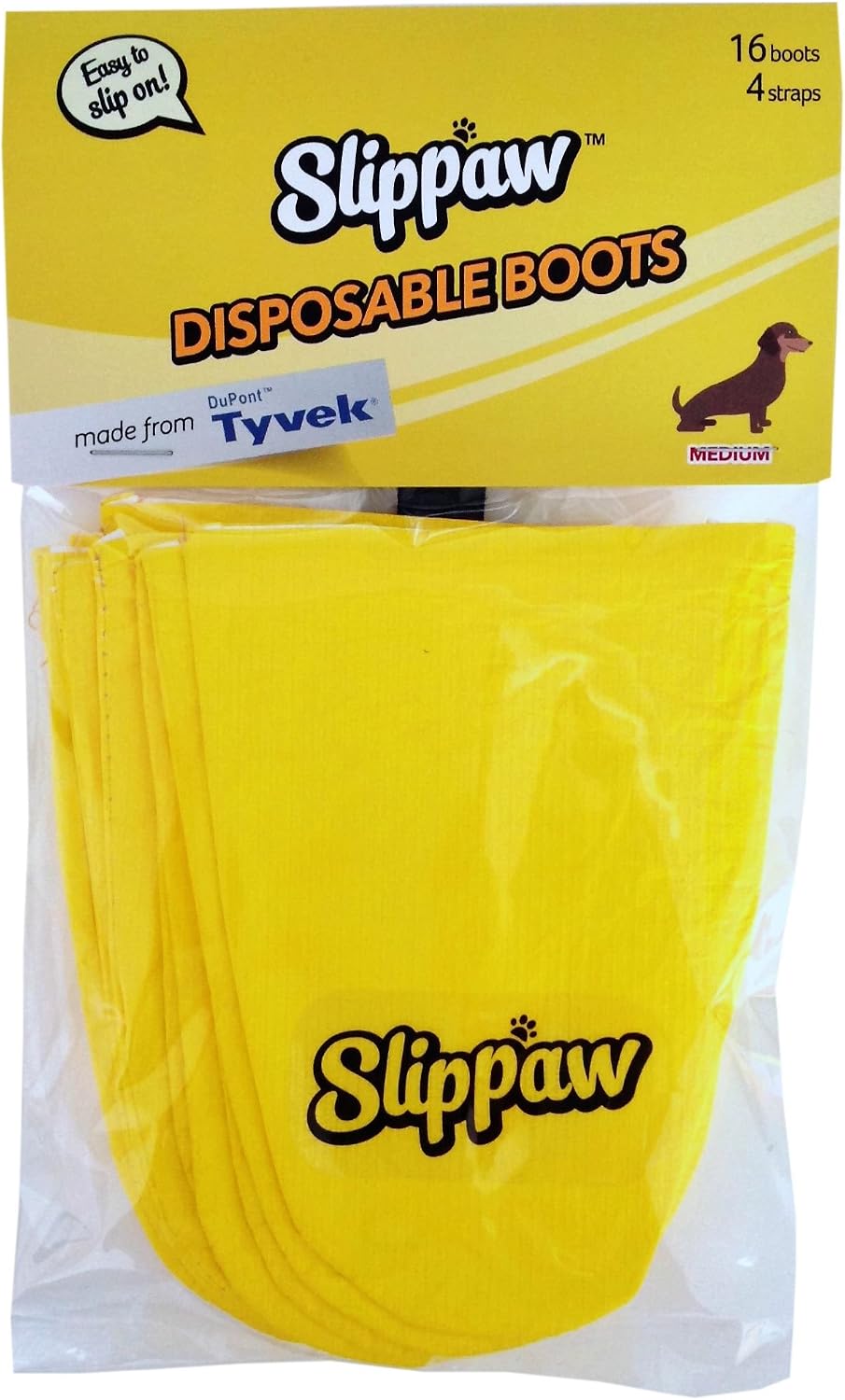 Slippaw Disposable Dog Boots, Medium, Pack of 16 - Made from Dupont Tyvek
