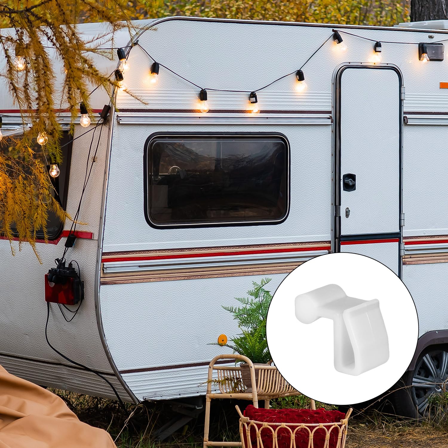 PEUTIER 10 Stück Lichterkettenhaken, Wohnmobil-Hängelichthaken Lichthalter Lichterketten Clips Aufhänger für Wohnwagen Keder-Schiene Outdoor Wohnmobil Autozubehör (Weiß) Auto & Motorrad