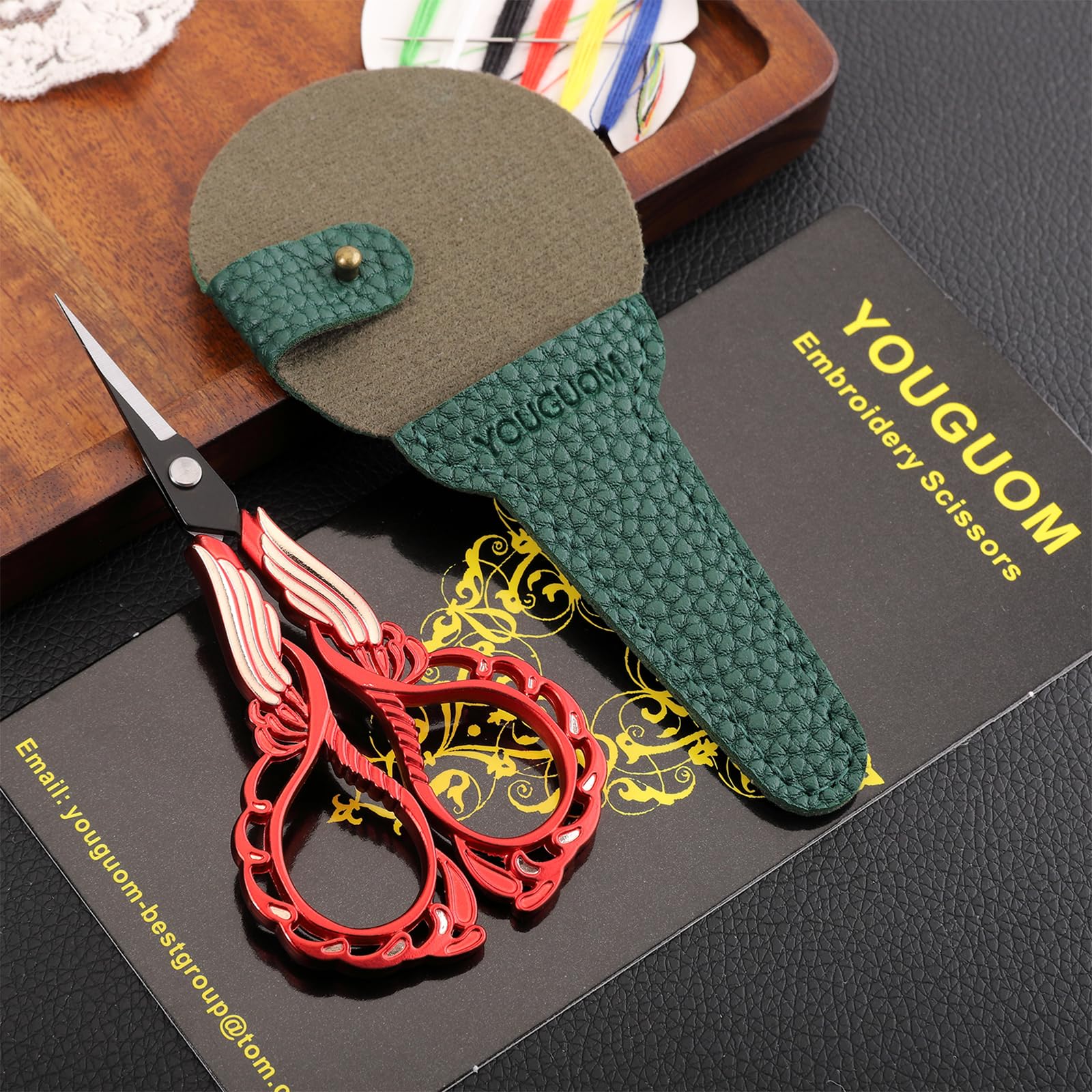 YOUGUOM Little Sewing Scissors with Cover Sharp Detail Scissor for Craft Embroidery Needlework Threading Snips - Image 2