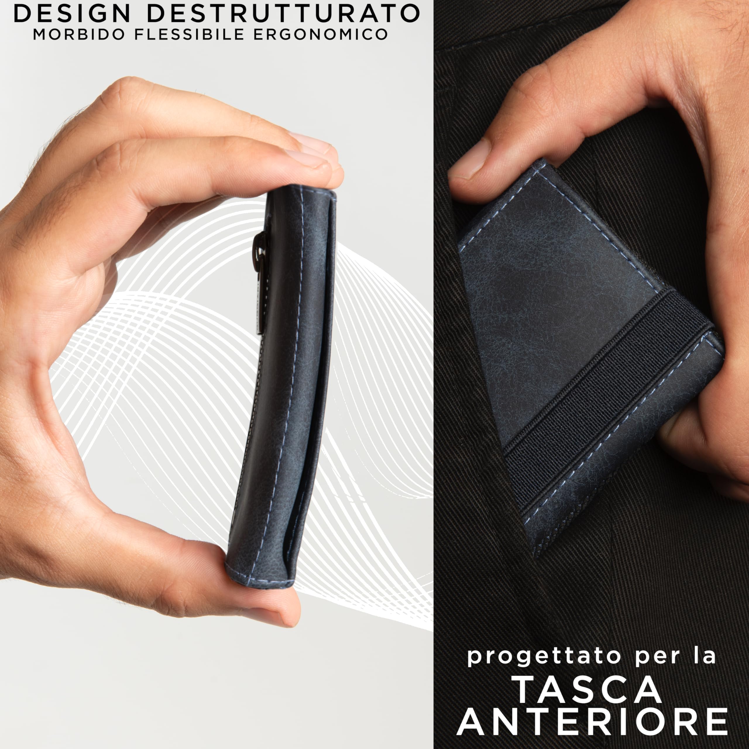 GUGGIARI® Portafoglio Uomo in Pelle di Qualità - Morbido Portafoglio Uomo Slim con Porta Carte di Credito, Portamonete e Contanti - Compatto Porta Carte Credito Uomo con Protezione RFID