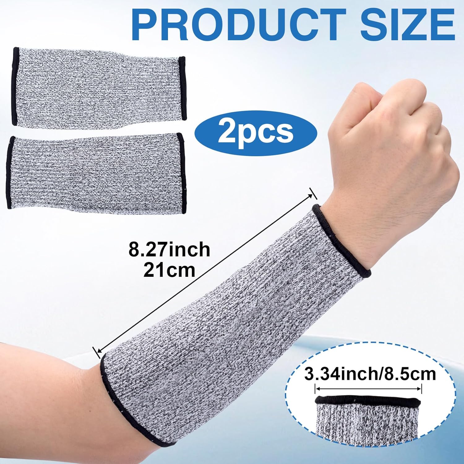 Protective Sleeves for Arms, Elastic Cut Resistant Arm Guards, Bite Proof Gardening Sleeves Forearm Protectors for Industrial Construction Kitchen Farm- Grey - Image 2