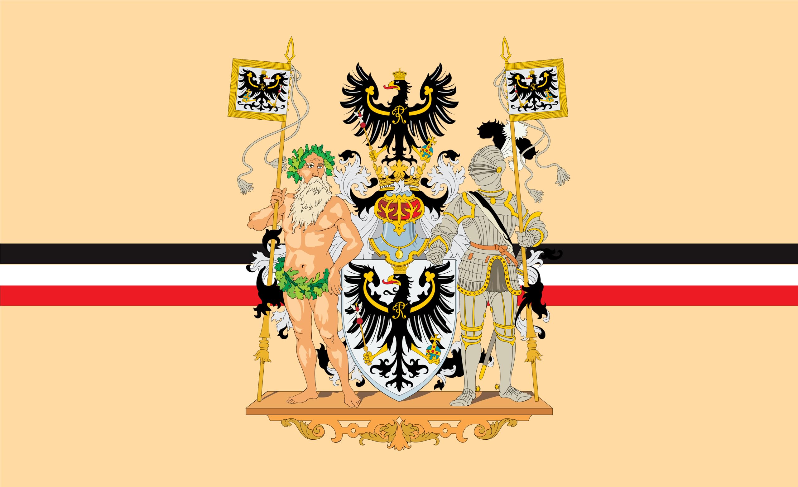Drapeau de la Prusse Orientale avec Aigle | Grand Format Historique de 200 x 120 cm