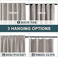 Vista 3 de FantasDecor Cortinas texturizadas de lino de 84 pulgadas de largo, cortinas para sala de estar, con pestaña trasera, bolsillo para barra, reducción