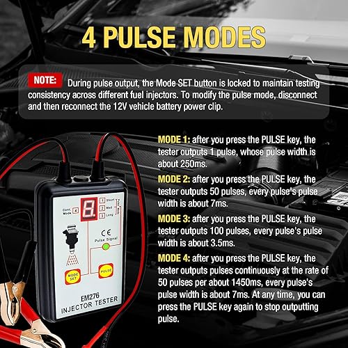 Miniatura 5 de All-sun comprobador para inyector de combustible, auto diagnóstico, 4modos de pluse 12V