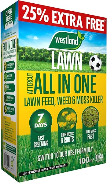 Westland Aftercut All In One Lawn Feed, Weed & Moss Killer 80m2+25% Extra Free Box UK - 1