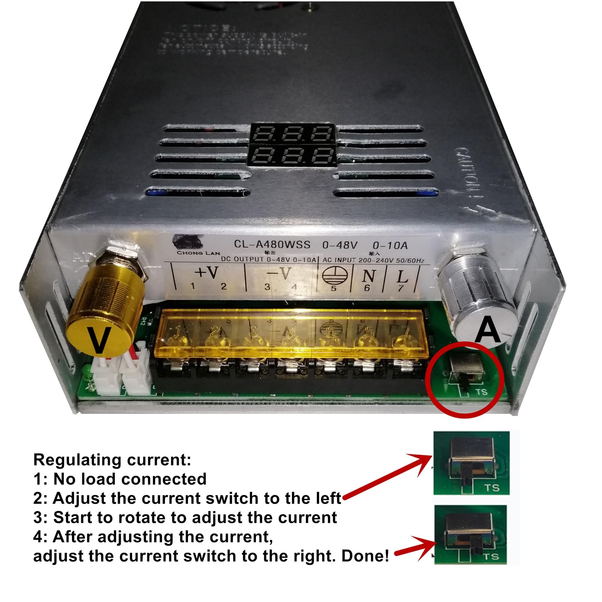 Regulowany zasilacz impulsowy 480W z wyświetlaczem cyfrowym do LED DC 0-15 V 24 V 27 V 36 V 48 V 80 V 60 V 1 szt. (220 V, 0-27 V, 18 A)