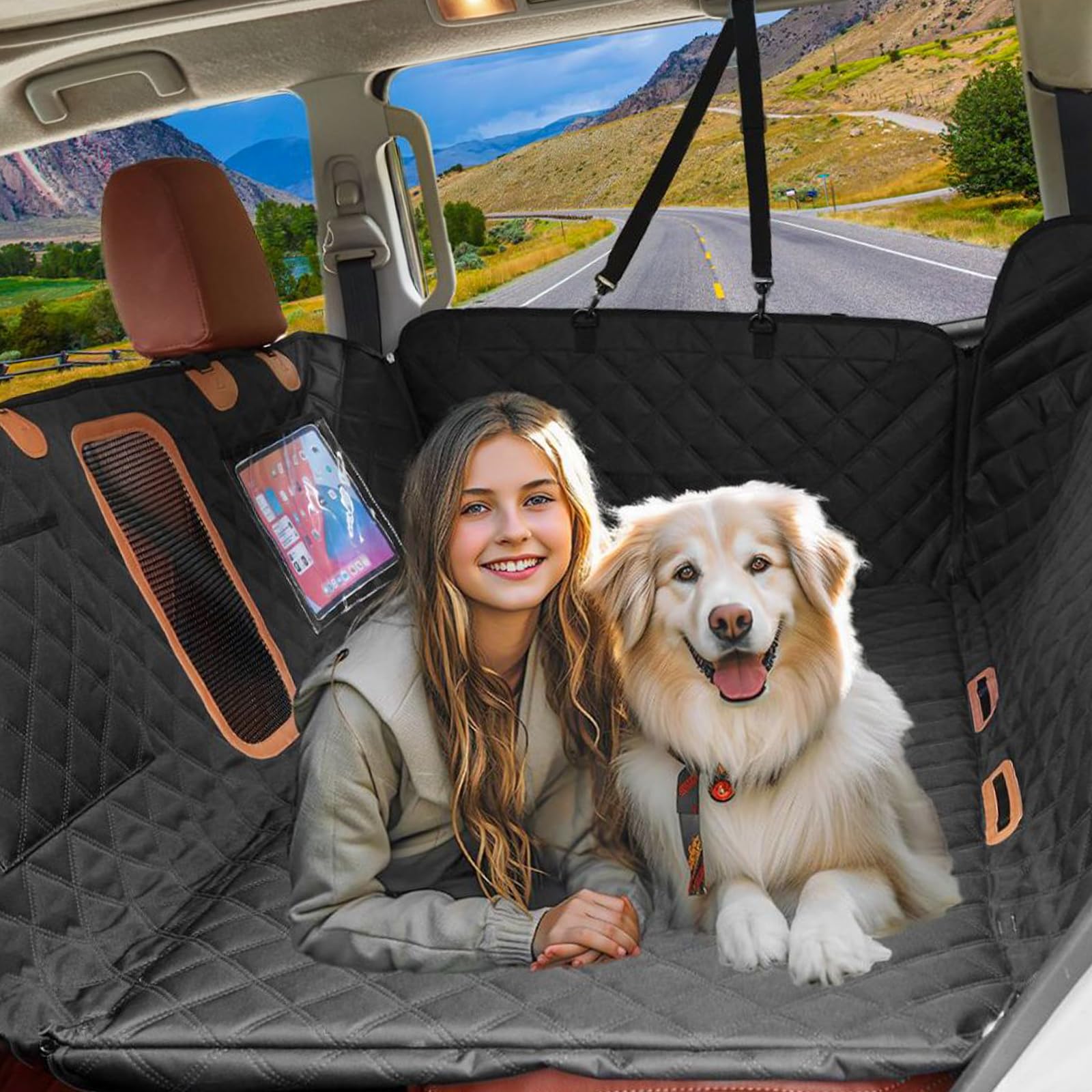 Funda De Asiento Coche Para Perro Trasero, Extensor Trasero Impermeable Perros Con Parte Inferior Dura, Tela Oxford 1680D Mejorada, Soporta 600 Libras