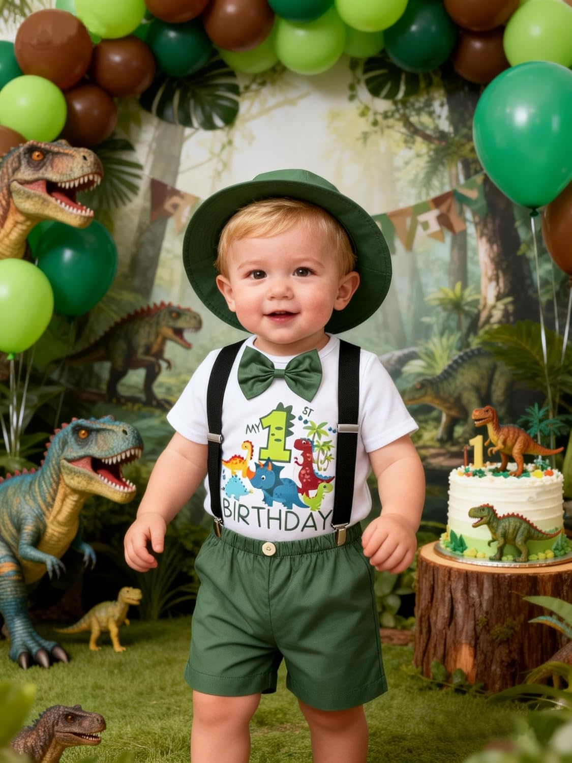 IBTOM CASTLE Baby Boy 1st 2nd Birthday Outfit Baby Boy Dinosaur Birthday Outfit Wild Clothes Cake Smash Outfits - Image 2