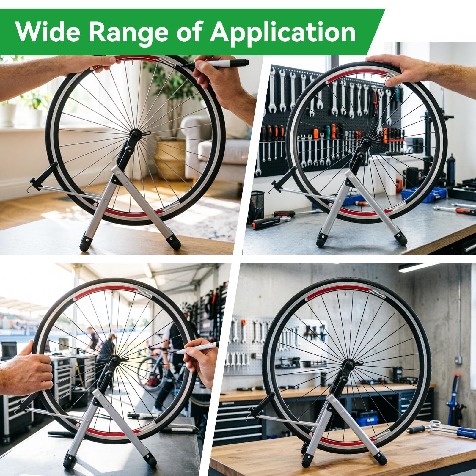 Fahrrad-Rad-Zentrierständer, zusammenklappbarer Felgen-Zentrierständer, Wartungswerkzeug, Fahrrad-Reparaturständer, Fahrrad-Zubehörteile für 100 mm vorderer Blumentrommelantrieb,