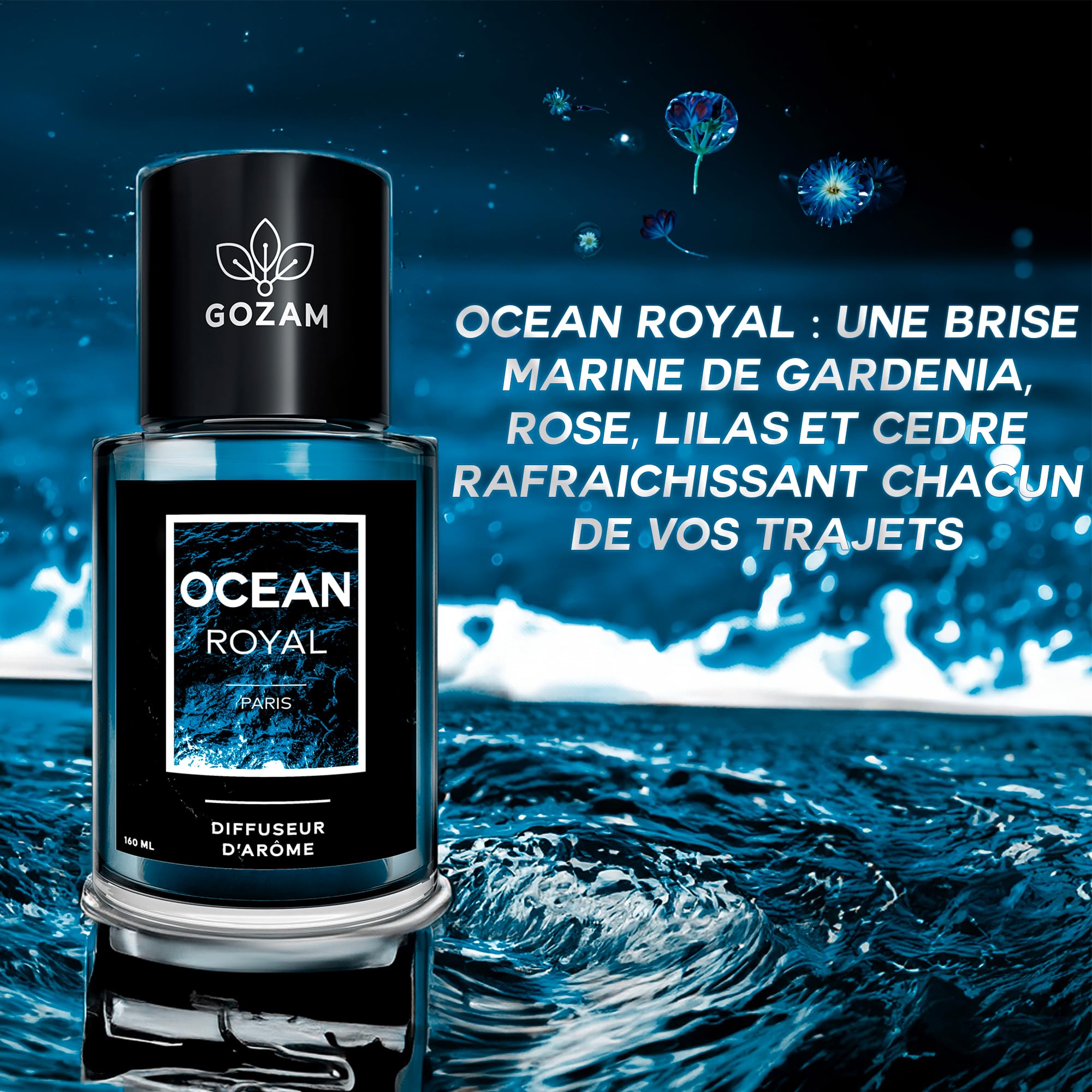 Diffuseur Desodorisant 100% Automatique & Intelligent avec Puce IA Intégrée GOZAM - Senteur Luxueuse Océan Royal - Désodorisant Auto & Maison Longue Durée - 160 ml