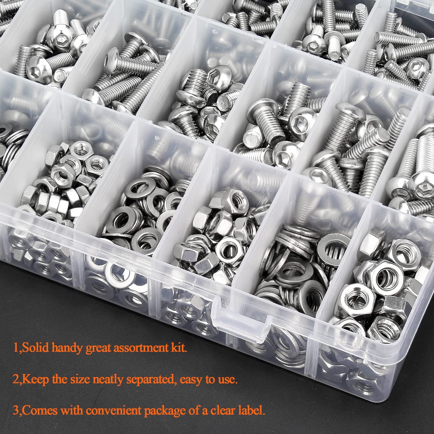 Stainless Steel Screws Bolts Kit - 810 Pcs M3-M6 -6